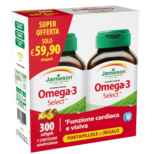 JAMIESON OMEGA 3 SELECT DUO 300 cpr + PORTAPILLOLE INCLUSO